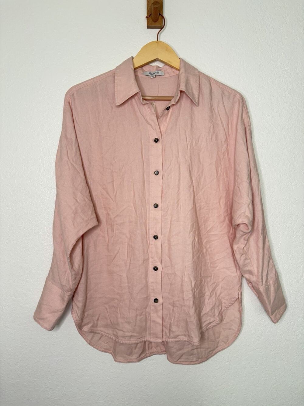 NWT Madewell Light Pink Button Up Shirt Modal Cotton Size XS